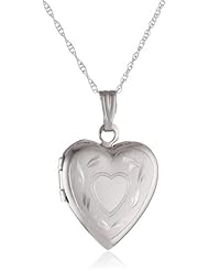 Duragold 14k White Gold Heart Locket Pendant Necklace, 18"