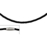 19 Inch Black Braided Leather Cord Necklace (4mm) with 7mm Stainless Steel Magnetic Clasp