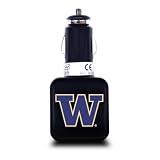 NCAA Washington Huskies Dual USB Car Charger with USB Charge/Sync Cable for Apple iPhone, iPod, and iPad