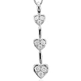 14k White Gold Heart Shaped Drop Diamond Pendant Necklace - 0.20 carat