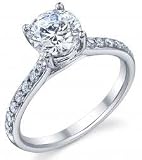14 Stone Round Pave Set Diamond Eng Ring .27ct (cz center)