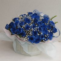 キラキラブルーローズとカスミソウのアレンジメント★ブルースタープラチナ　青いバラのアレンジメント★セレクト【生花】【お祝い】記念日】【誕生日】【フラワーギフト】【バラ】