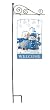 Metal Snowman Holiday Welcome Sign and Sign Post