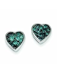1.1 Carat 14K White Gold Blue Diamond Heart Post Earrings