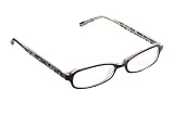 Aventura Plastic 3/4 Eye Oval Frame with Carved Temples and Spring Hinges - Crystal Front Sprayed Black, +1.50