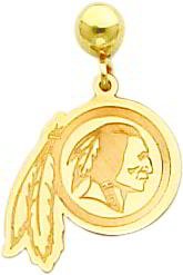 14K Gold Washington Redskins Football Logo Earrings