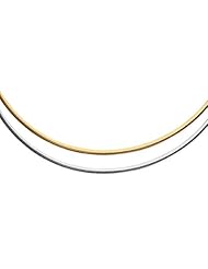 CleverEve Designer Series 14K Yellow Gold & Sterling Silver 3mm Omega Reversible Necklace 16"