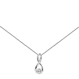 Sterling Silver Swirl With Clear CZ Pendant on 16-18in Adjustable Box Chain Necklace