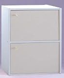 2 Shelf Cabinet with Doors in White Color