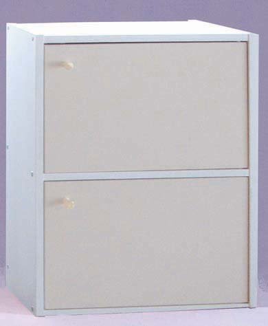 2 Shelf Cabinet with Doors in White Color