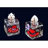 Red Hat Dazzle Design - Hand Painted - Mini Salt & Peppers, .5 oz., Set of 2