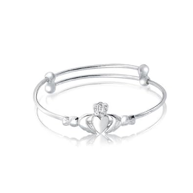 Cheap Girls Jewelry Bling Jewelry Sterling Silver Claddagh Baby Childrens Bracelet Expandable 6.5in For Sale