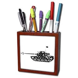 R McDowell Graphics Animal Humor - Fish Tank - Tile Pen Holders-5 inch tile pen holder