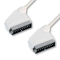 White Scart Lead - 3m - Male Plug to Plug - 21 Pin Fully Wired - High Quality Cable - Indigo Banana Media (3 Metre, White)