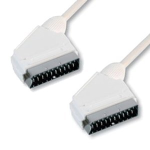 White Scart Lead - 3m - Male Plug to Plug - 21 Pin Fully Wired - High Quality Cable - Indigo Banana Media (3 Metre, White)
