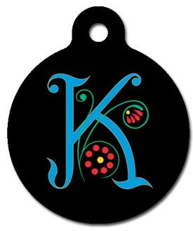 Monogram Letter K Pet ID Tag for Dogs and Cats