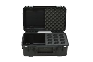 SKB 3I-2011-MC12 iSeries Injection Molded Microphone Case with Foam for 12 Mics with Storage Compartment