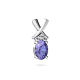 14K White Gold Oval Genuine Tanzanite Pendant