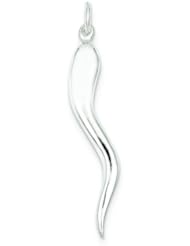 Sterling Silver Italian Horn Pendant Charm Good Luck