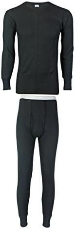 Indera Mills Men's Cotton Heavyweight Thermal Knit Set (Medium, Black Set)