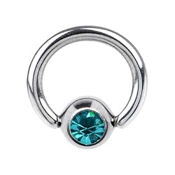 16 Gauge 1/4" Zircon Blue Gem BCR Captive Ring