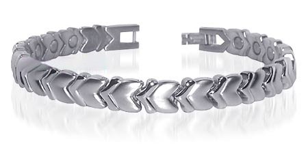Stainless Steel Magnetic Heart Health Bracelet 7.5 Inch