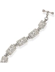 Sterling Silver Rectangle Filigree Link Bracelet - 7.5 Inch