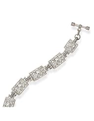 7.5" Rectangle Filigree Link Bracelet Womens Ladies Designer 925