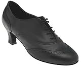328 Lille Ladies' Brogue Practice Shoe with a 2 Heel in Black Leather (Regular Fit)