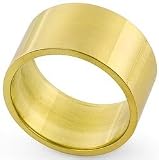 14K Gold Flat Heavy Classic-Fit Wedding Band with Polished Finish, 10mm Wide