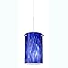 Besa Lighting 1BT-440486-SN 1X50W E12 Stilo 7 Pendant with Blue Cloud Glass, Satin Nickel Finish