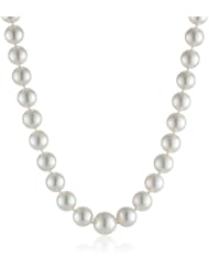 14k White Gold 9-11mm South Sea Cultured Pearl and Diamond Necklace (0.06 cttw, G-H Color, I1-I2 Clarity), 18"