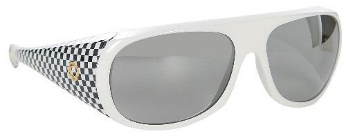 Spy Hourglass Sunglasses White Checkers Grey Silver Gradient Lens