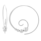 Sterling Silver Bead Swirl Circle Hoop Earrings