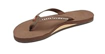 Big Sale Best Cheap Deals Rainbow Sandals Women's Single Layer Narrow Strap White Crystal Dark Brown Size Medium (6.5-7.5)