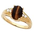 14K Yellow Gold Tiger Eye and Diamond Ring