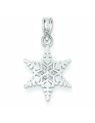 14K White Gold Diamond-Cut Snowflake Pendant