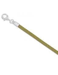 MMA Silver - 16 inch+2 inch Extension Olive Green Suede Necklace