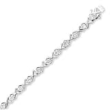 Sterling Silver 7 Inch Rhodium Plated CZ 