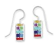 .925 Silver Rectangle Multi-Stone Inlay Earrings