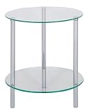 Levv 2-Tier Glass Round Shelving Unit, Clear
