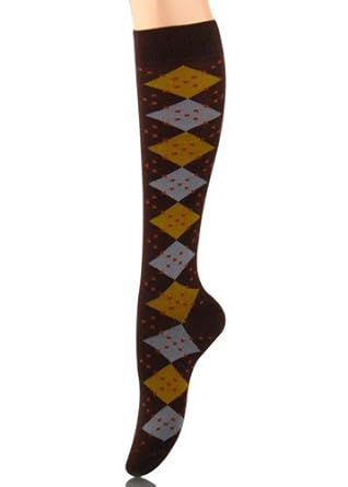 Brown Dotted Argyle Knee High Socks