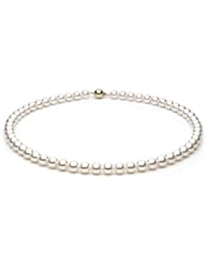 14k Gold 7-7.5mm White Akoya Saltwater Cultured Pearl Necklace AA+ Quality, Princess Lengths - 18, 20, 22 Inches