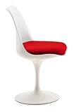 Kirch DC-323B Classic Tulip Dining Chair Modern Side Chair White Chair Red Cushion