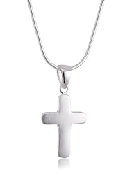 VINANI brand Germany 925 Sterling Silver Women Pendant small Cross matte with Snake Chain Necklace AKD-S