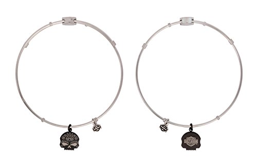 Harley-Davidson® MOD® Tattoo Black Willie G Skull Charm Bangle Bracelet HSB0046