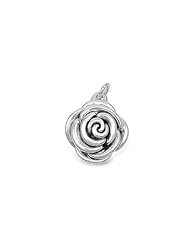 Sterling Silver Rose Flower Relationship Pendant Beautiful Charm Pure 925 30mm (Pendant ONLY)