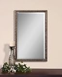 Uttermost 14443 Deangelo Vanity - Mirror Frame, Antique Silver/Black Finish with Beveled Glass
