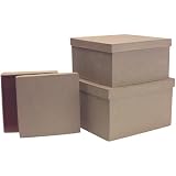 Paper Mache Square Boxes Set Of 3-8-1/2, 7-1/2, 6