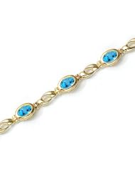 14K Yellow Gold Oval Blue Topaz Bracelet